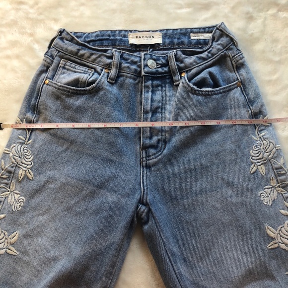 PacSun Embroidered Floral & Distressed Mom Jean - Picture 5 of 12
